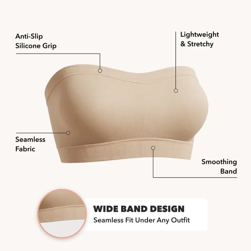 BUY 2 GET 1 FREE✨ Convertible Strapless Bandeau Bra with Wireless Comfort, Anti-Slip Grip 👍Suitable for All Body Types