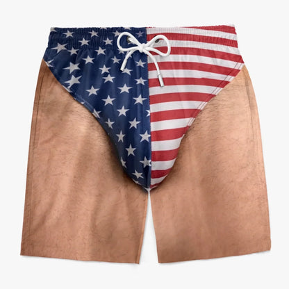 🔥Last Day 60% OFF🔥Custom Freedom & Chill Swim Trunks – Funny Patriotic Beach Shorts for Men