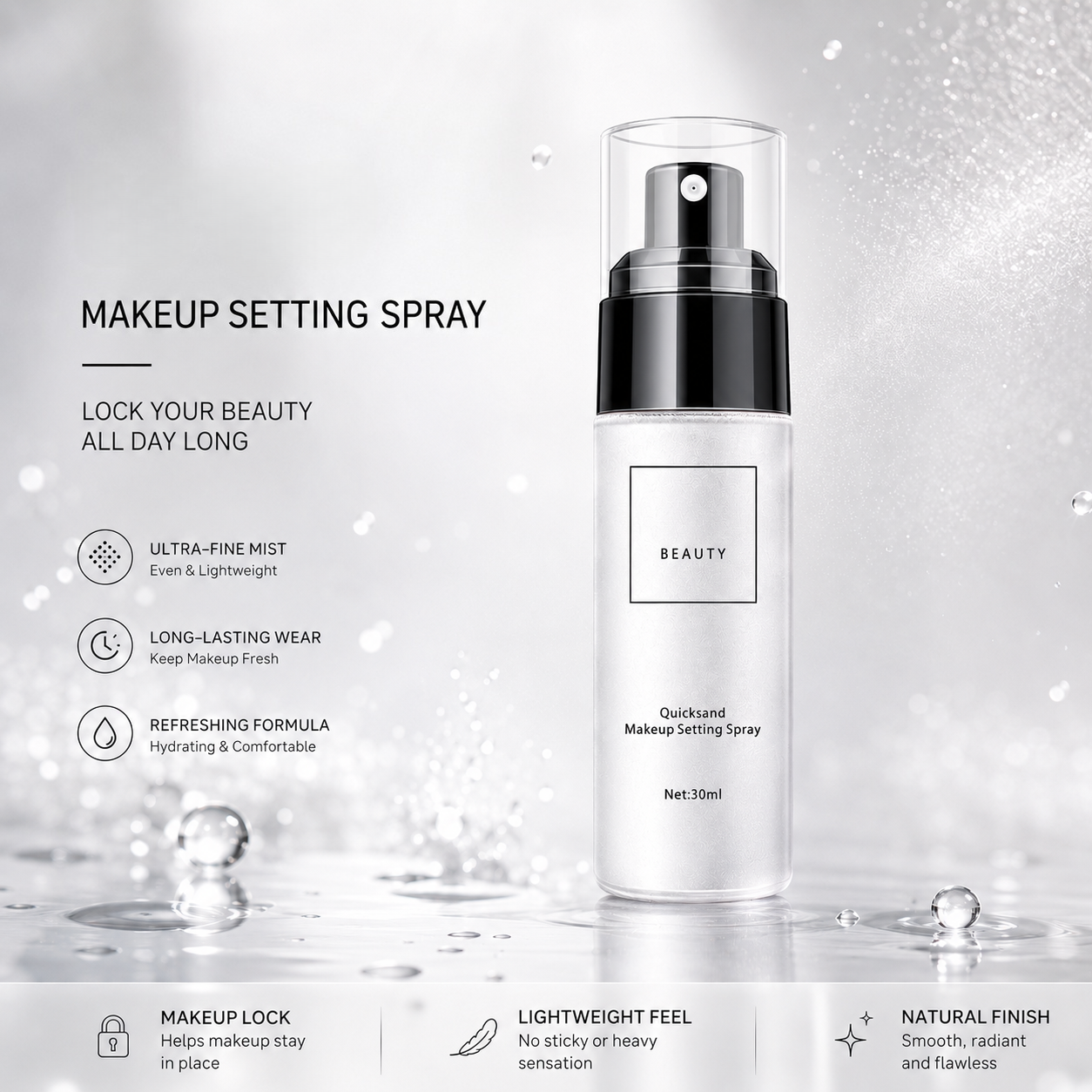 Mattifying ✨ Waterproof 💦 Makeup Setting Spray 💄 – Long-Lasting Oil Control 🌸 & Fresh-Looking Finish-QR