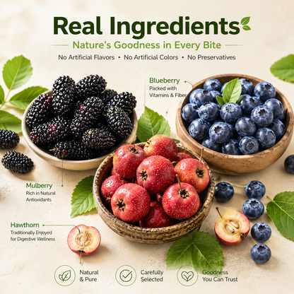 😋Blueberry & Mulberry Filled Hawthorn -🫐Natural Healthy Green Snack.