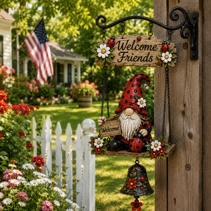 🔥50% OFF TODAY ONLY – Rustic Garden Gnome Bell Outdoor Decor 🐞