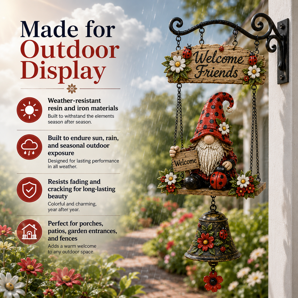 🔥50% OFF TODAY ONLY – Rustic Garden Gnome Bell Outdoor Decor 🐞