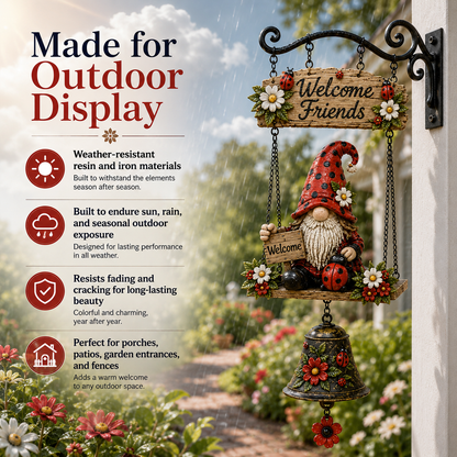 🔥50% OFF TODAY ONLY – Rustic Garden Gnome Bell Outdoor Decor 🐞