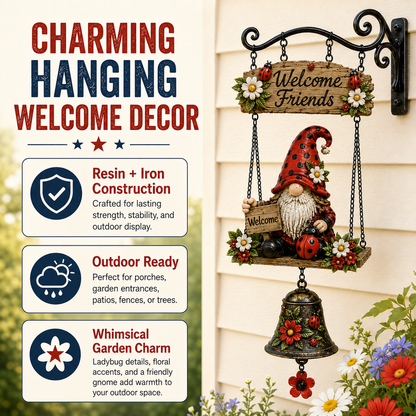 🔥50% OFF TODAY ONLY – Rustic Garden Gnome Bell Outdoor Decor 🐞