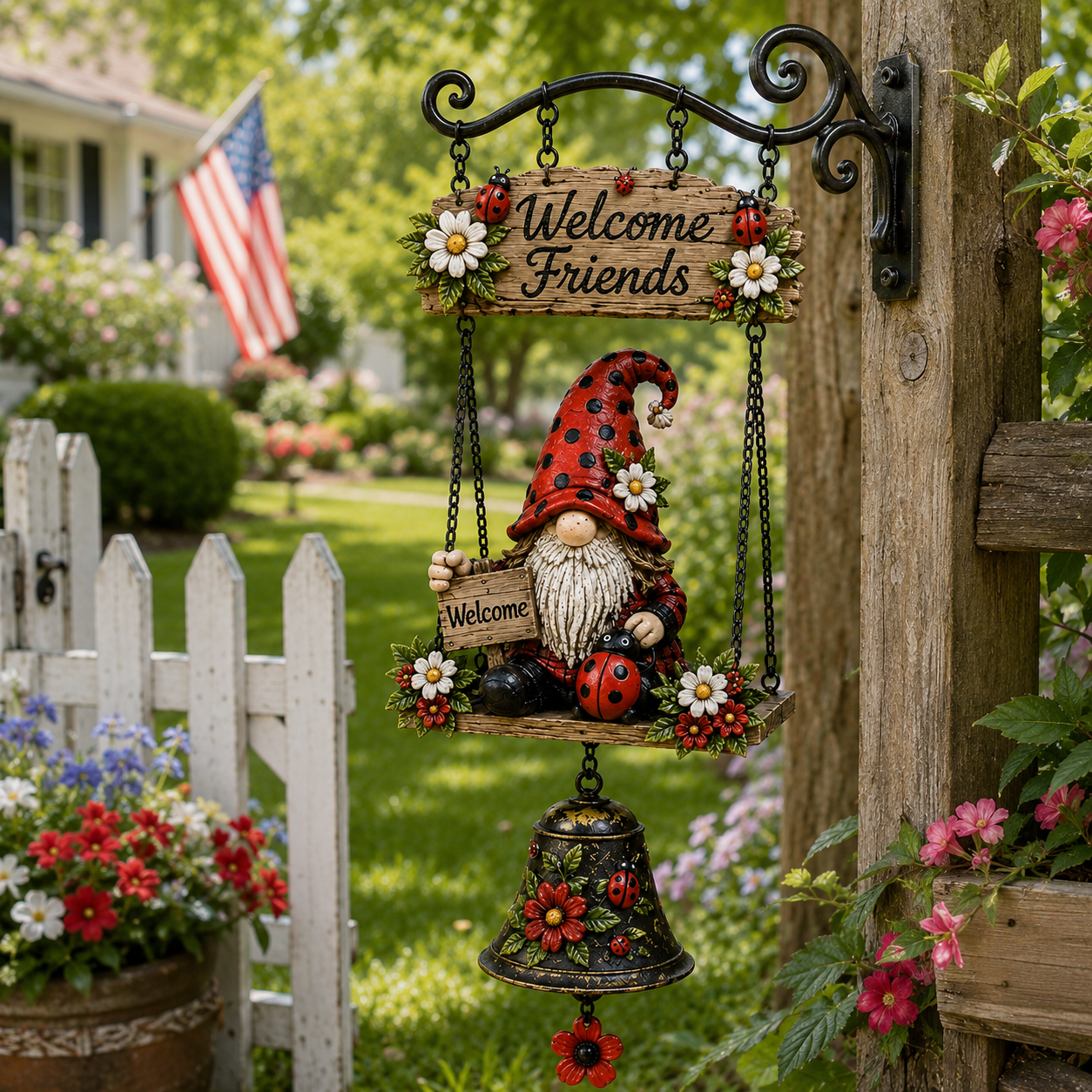 🔥50% OFF TODAY ONLY – Rustic Garden Gnome Bell Outdoor Decor 🐞