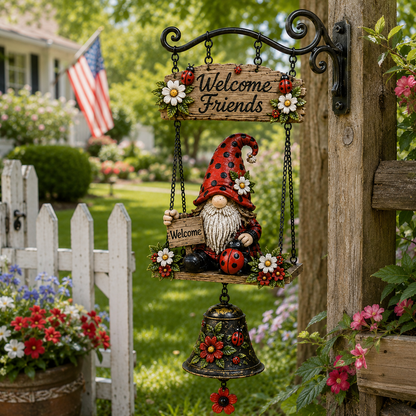 🔥50% OFF TODAY ONLY – Rustic Garden Gnome Bell Outdoor Decor 🐞