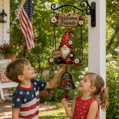 🔥50% OFF TODAY ONLY – Rustic Garden Gnome Bell Outdoor Decor 🐞
