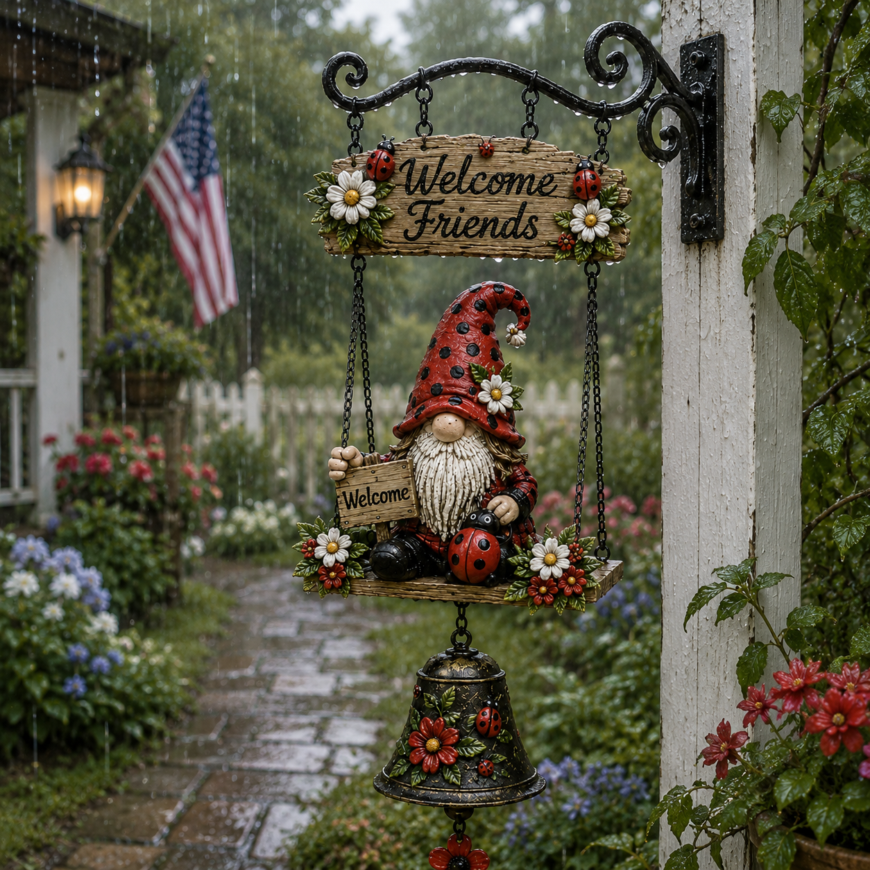 🔥50% OFF TODAY ONLY – Rustic Garden Gnome Bell Outdoor Decor 🐞