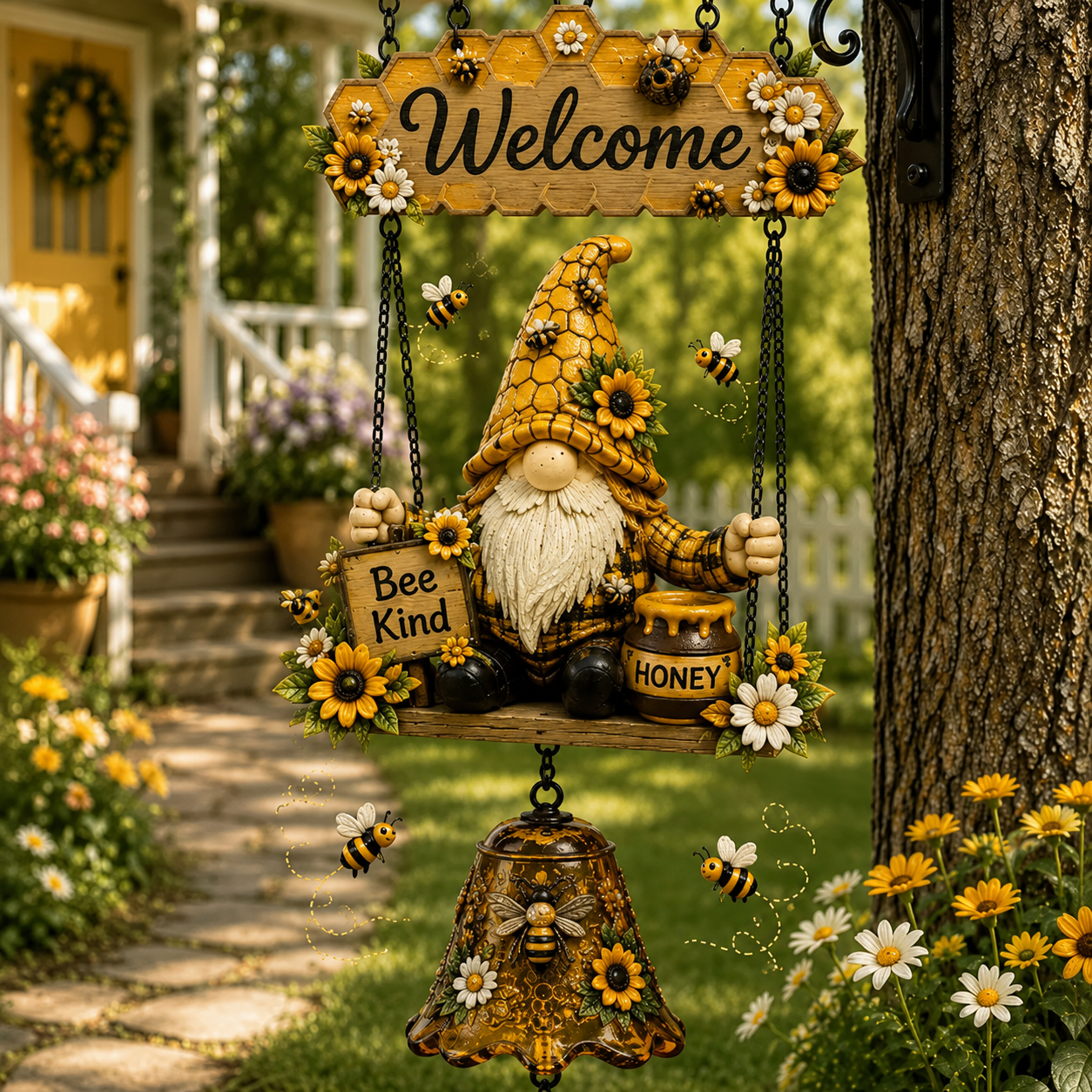 🔥50% OFF TODAY ONLY – Rustic Garden Gnome Bell Outdoor Decor 🐞