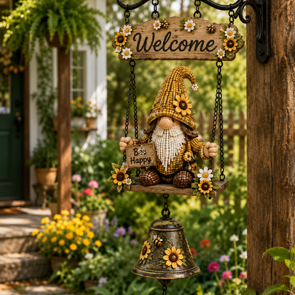 🔥50% OFF TODAY ONLY – Rustic Garden Gnome Bell Outdoor Decor 🐞